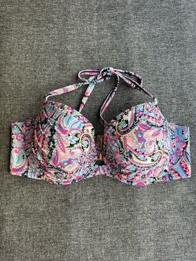 Victoria’s Secret Forever Paisley Push Up Halter Bandeau Bikini Top 38D